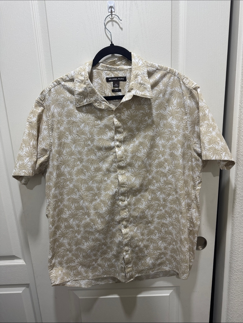 Michael Kors Men’s XXL Tropical Palm Print Short Sleeve Button Down Shirt